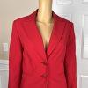New C J PHILLIPS Women 2PC Red Polyester Lined Peak Collar Skirt Suit Size 8