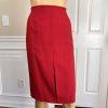 New C J PHILLIPS Women 2PC Red Polyester Lined Peak Collar Skirt Suit Size 8