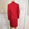 New C J PHILLIPS Women 2PC Red Polyester Lined Peak Collar Skirt Suit Size 8