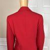 New C J PHILLIPS Women 2PC Red Polyester Lined Peak Collar Skirt Suit Size 8