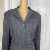Liz Claiborne Polyester Rayon Blazer Suit Size 14 Gray Striped Ruffle Lined 1PC
