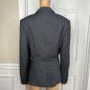 Liz Claiborne Polyester Rayon Blazer Suit Size 14 Gray Striped Ruffle Lined 1PC