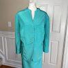 EMILY Women 2PC Green Polyester Lined Collarless Skirt Suit Size 22W