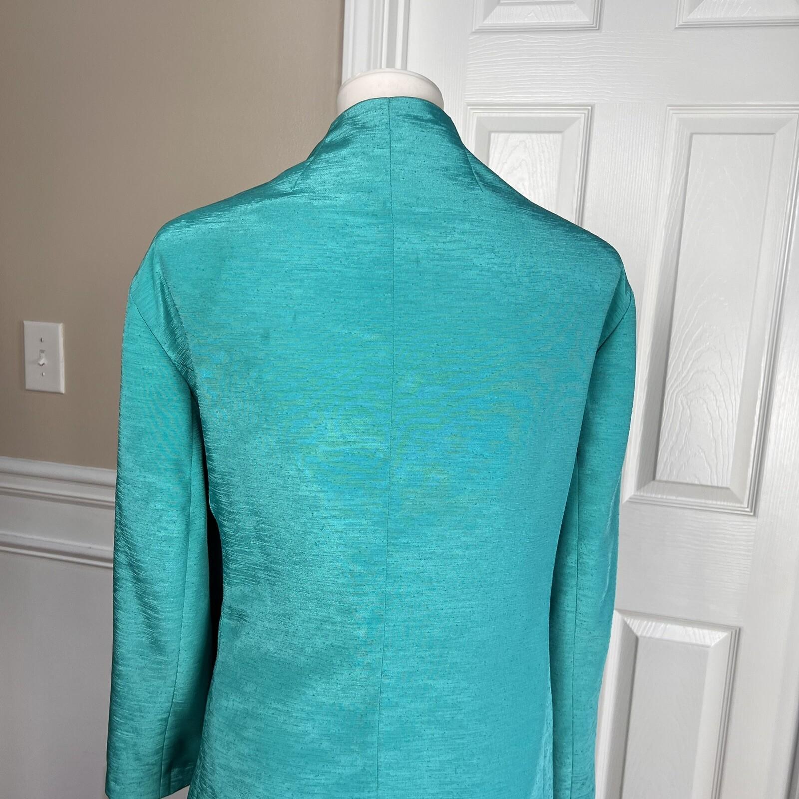EMILY Women 2PC Green Polyester Lined Collarless Skirt Suit Size 22W