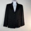 Tahari Wool Skirt Suit Size 10 Black Striped Peak Collar Classic Minimalist 2PC