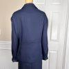 New ENFRENCH Navy Blue 2PC Polyester Lined Notch Collar Ruffle Skirt Suit SZ 26