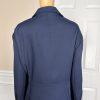 New ENFRENCH Navy Blue 2PC Polyester Lined Notch Collar Ruffle Skirt Suit SZ 26
