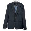 John Varvatos Luxe Men Blazer 40 Charcoal Striped Contrast Trim Lapel Sport Coat