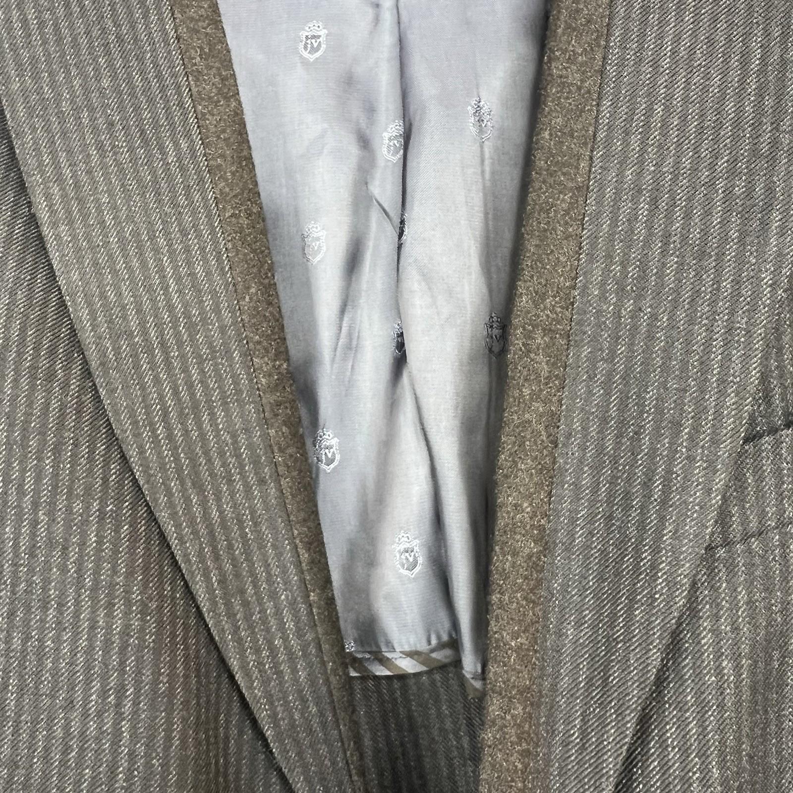 John Varvatos Luxe Men Blazer 40 Charcoal Striped Contrast Trim Lapel Sport Coat
