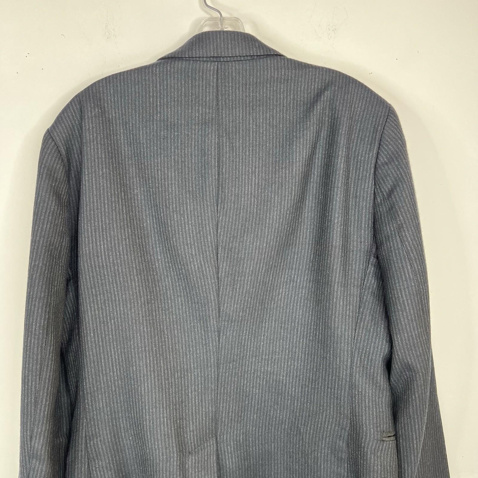 John Varvatos Luxe Men Blazer 40 Charcoal Striped Contrast Trim Lapel Sport Coat