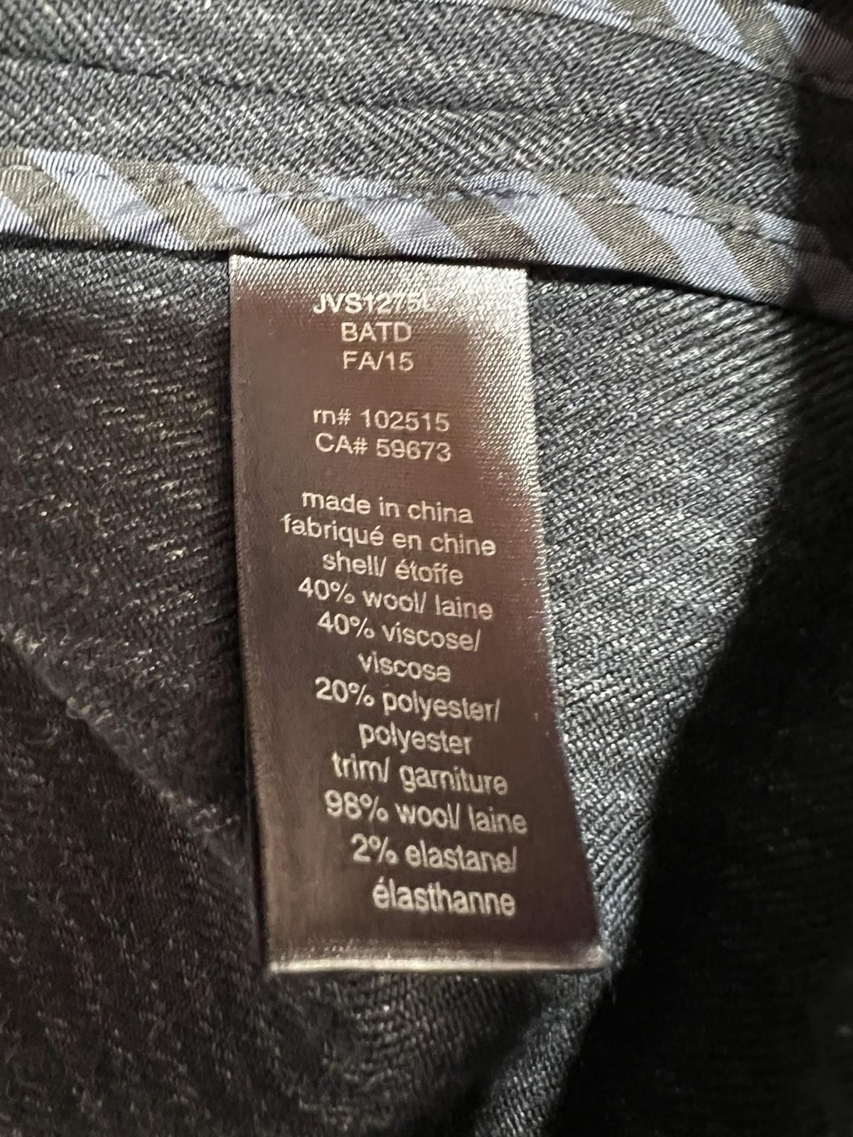 John Varvatos Luxe Men Blazer 40 Charcoal Striped Contrast Trim Lapel Sport Coat