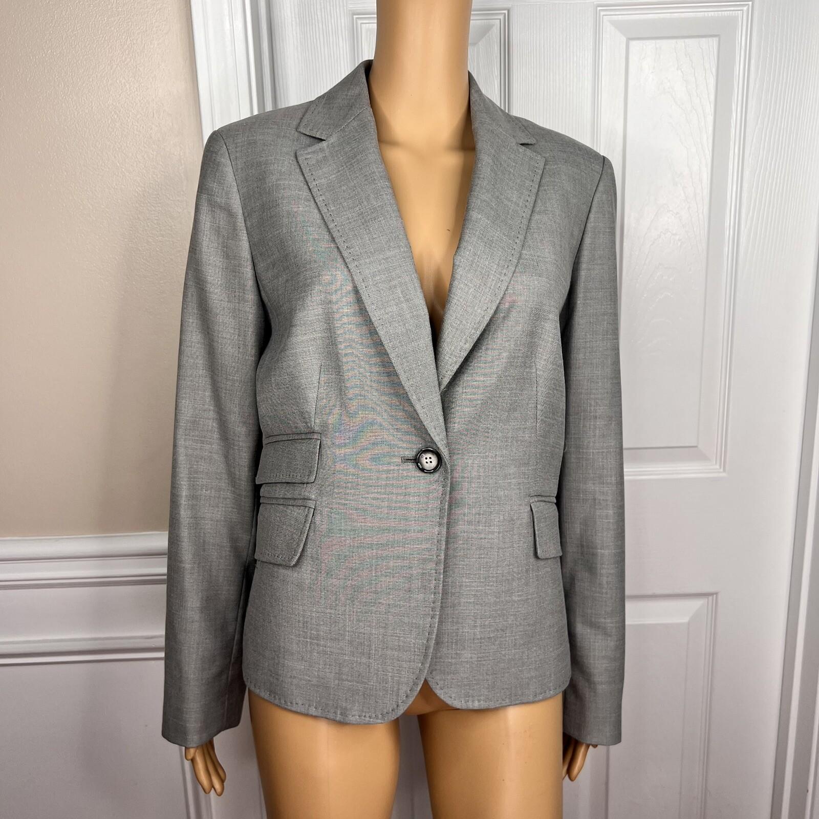 10-7114.jpg Nine West Polyester Rayon Stretch Pant Suit 10 Gray Notch Collar Business 2PC