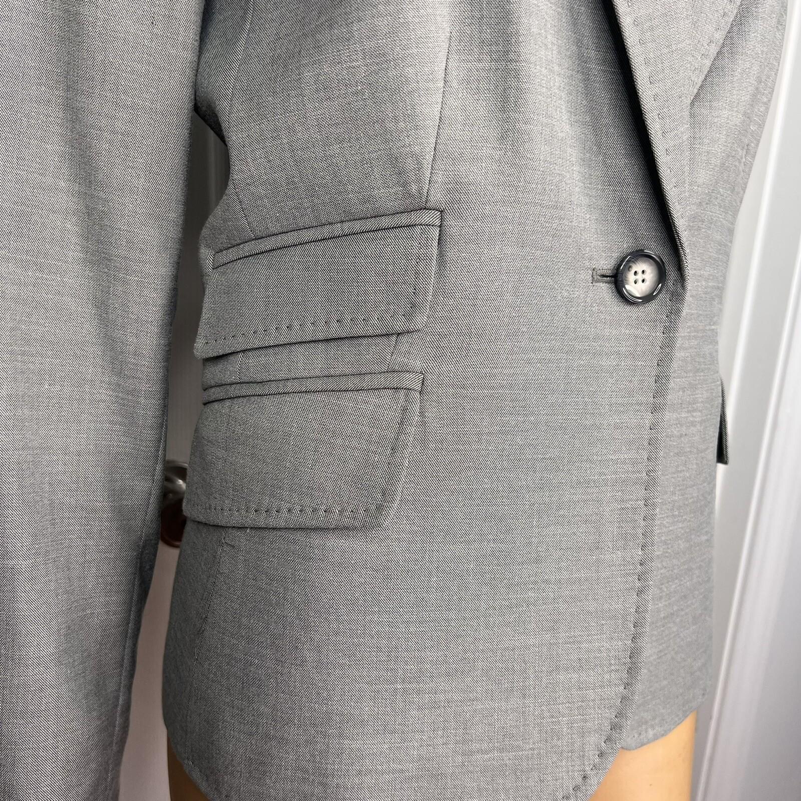 10-7116.jpg Nine West Polyester Rayon Stretch Pant Suit 10 Gray Notch Collar Business 2PC