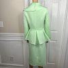 Donna Vinci Mint Green Scuba Fabric Stretch Trim Bodycon Ruffle Skirt Suit SZ 10