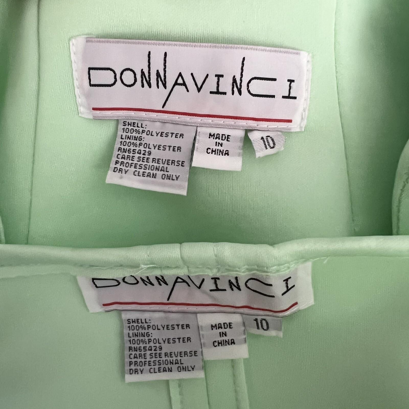 Donna Vinci Mint Green Scuba Fabric Stretch Trim Bodycon Ruffle Skirt Suit SZ 10