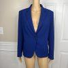 Kasper Polyester Stretch Pant 8  Suit 10 Blue Lined Slim Fit Notch Collar 2PC