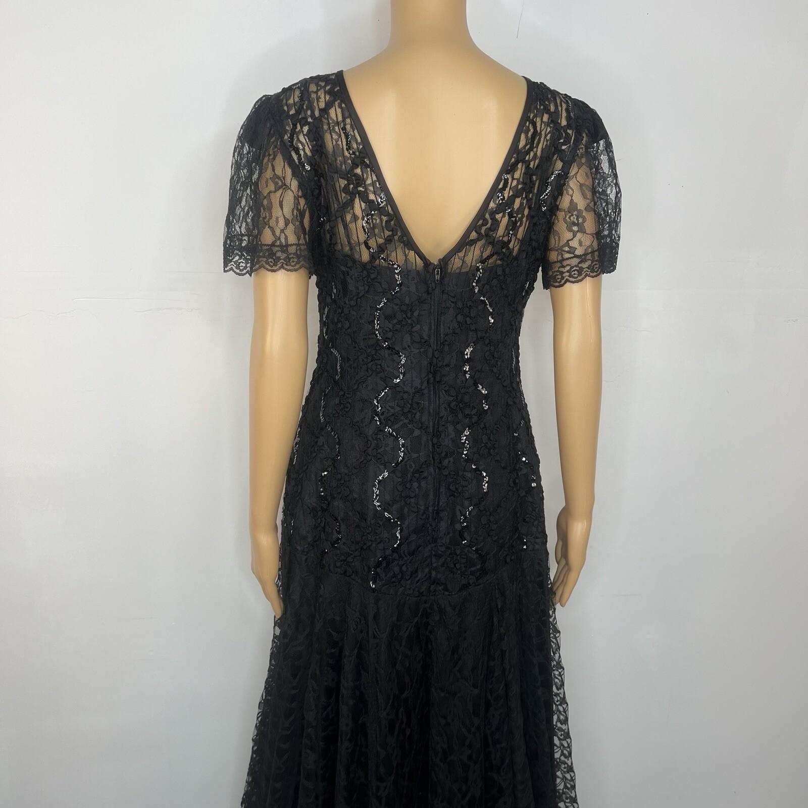 Vintage Shuet Young Dress Size 9/10 Lace Sequin Tea Party Evening Chic Gothic