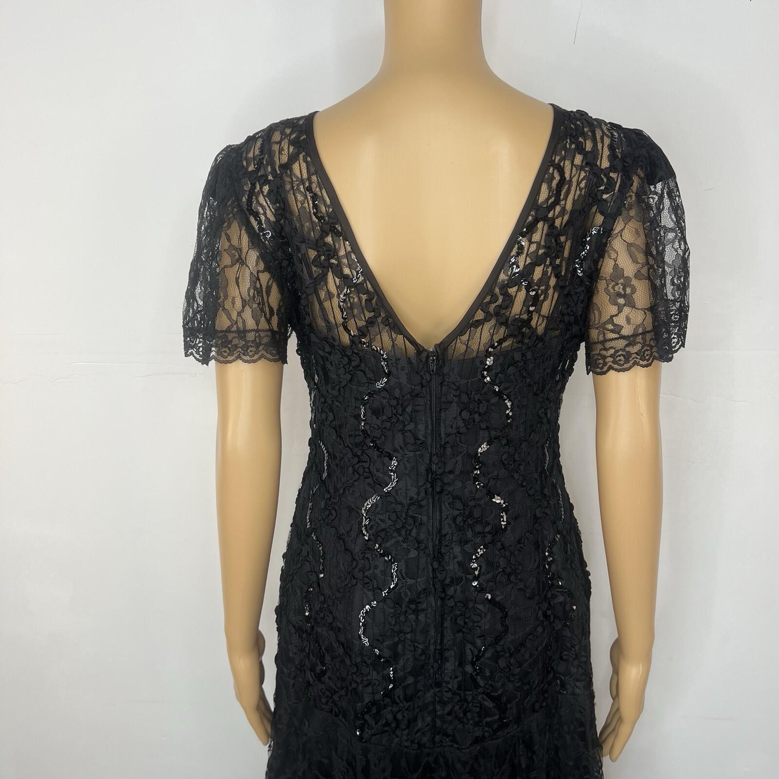 Vintage Shuet Young Dress Size 9/10 Lace Sequin Tea Party Evening Chic Gothic