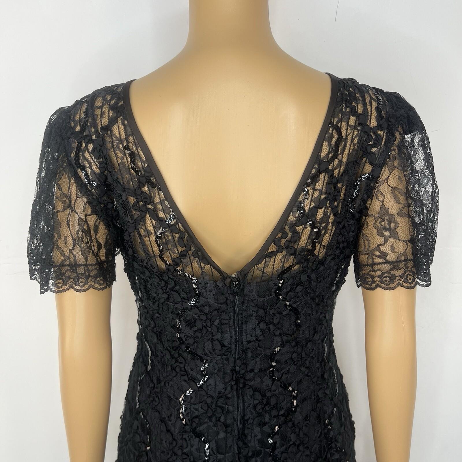 Vintage Shuet Young Dress Size 9/10 Lace Sequin Tea Party Evening Chic Gothic