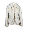 XOXO 2 in 1 Faux Fur Ivory Black Mid Length Cropped Coat Size S Cozy Y2K Warm