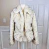 XOXO 2 in 1 Faux Fur Ivory Black Mid Length Cropped Coat Size S Cozy Y2K Warm