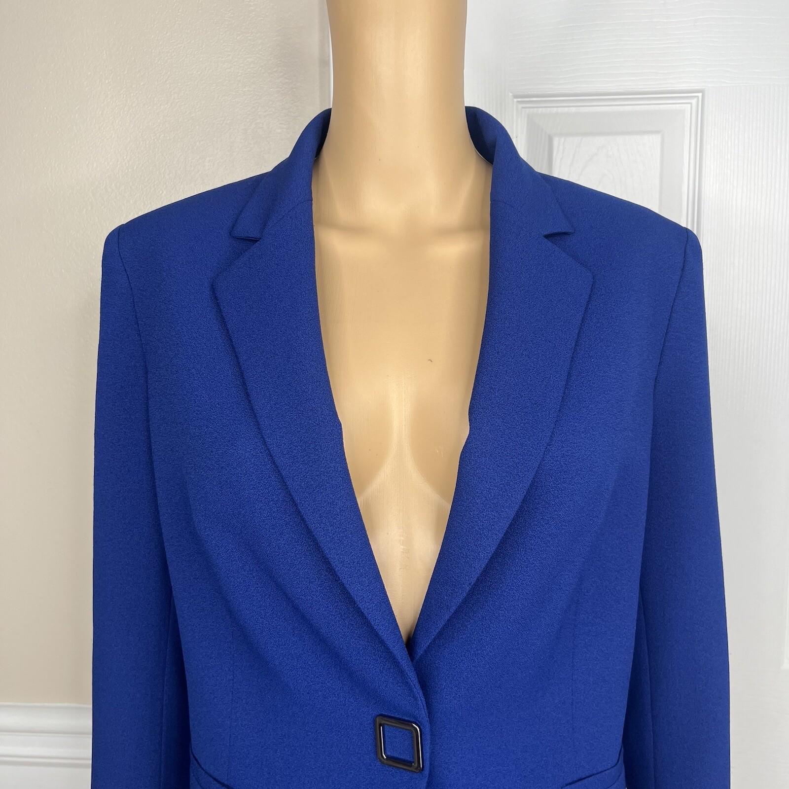 Kasper Polyester Stretch Pant 8  Suit 10 Blue Lined Slim Fit Notch Collar 2PC