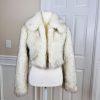 XOXO 2 in 1 Faux Fur Ivory Black Mid Length Cropped Coat Size S Cozy Y2K Warm