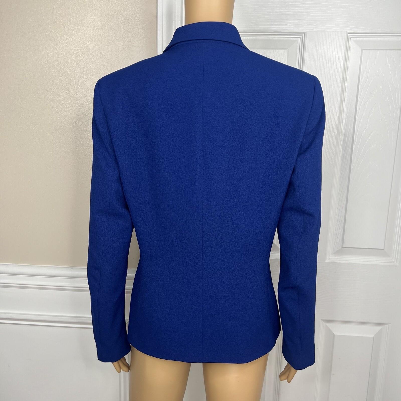 Kasper Polyester Stretch Pant 8  Suit 10 Blue Lined Slim Fit Notch Collar 2PC