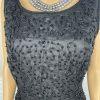 Sarah Elizabeth Vintage Linen Like Dress Size 14 Black Beaded Pleated Flared Zip