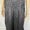 Sarah Elizabeth Vintage Linen Like Dress Size 14 Black Beaded Pleated Flared Zip