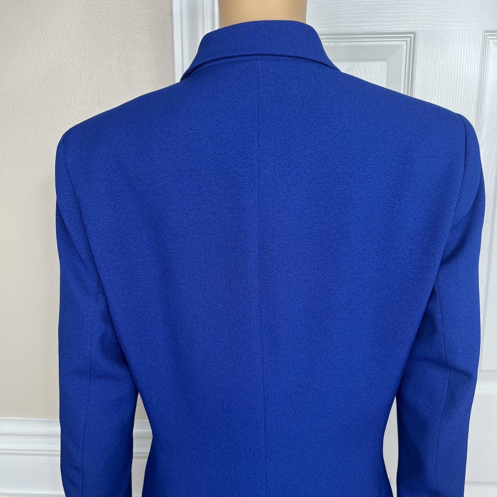 Kasper Polyester Stretch Pant 8  Suit 10 Blue Lined Slim Fit Notch Collar 2PC