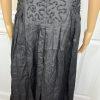 Sarah Elizabeth Vintage Linen Like Dress Size 14 Black Beaded Pleated Flared Zip