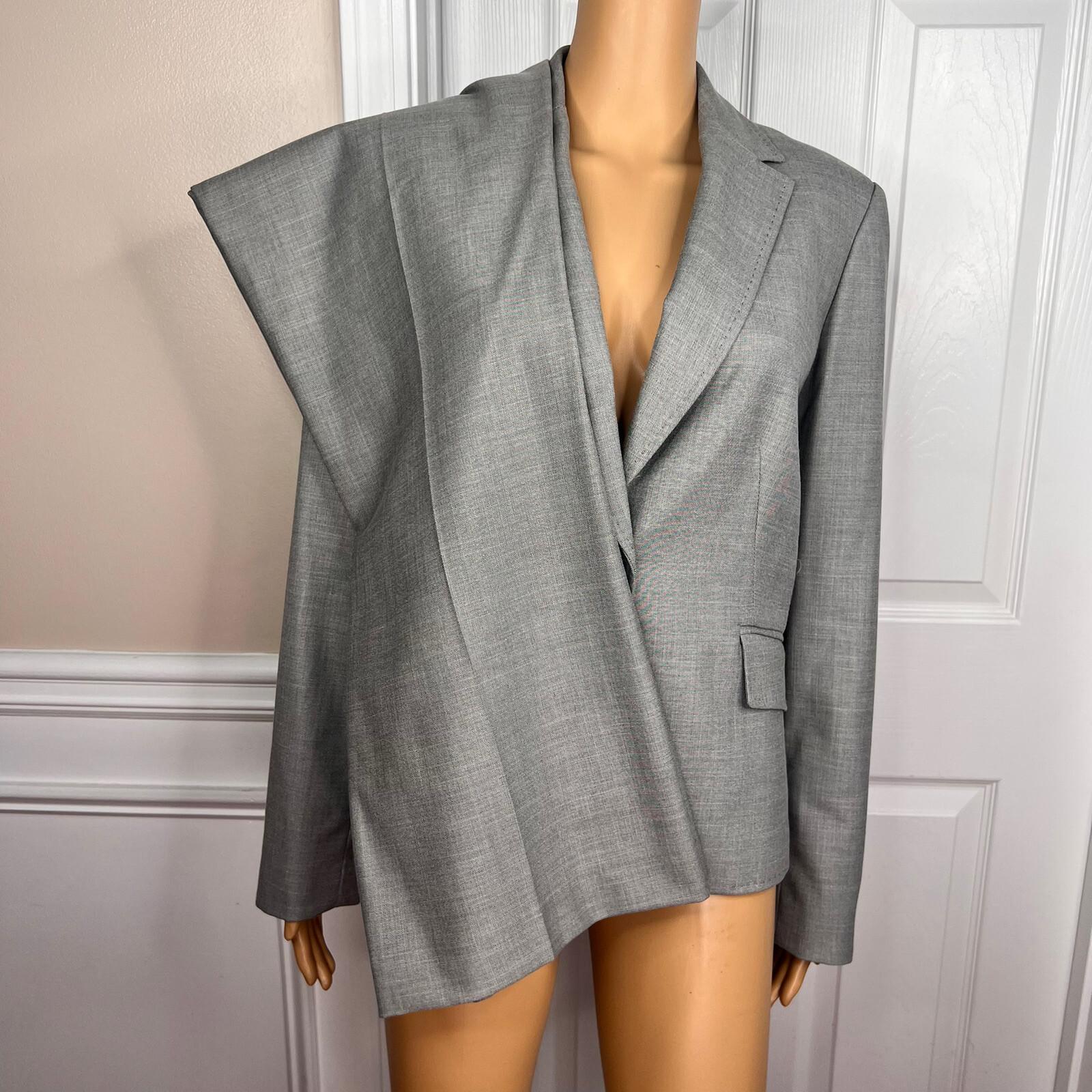 Nine West Polyester Rayon Stretch Pant Suit 10 Gray Notch Collar Business 2PC