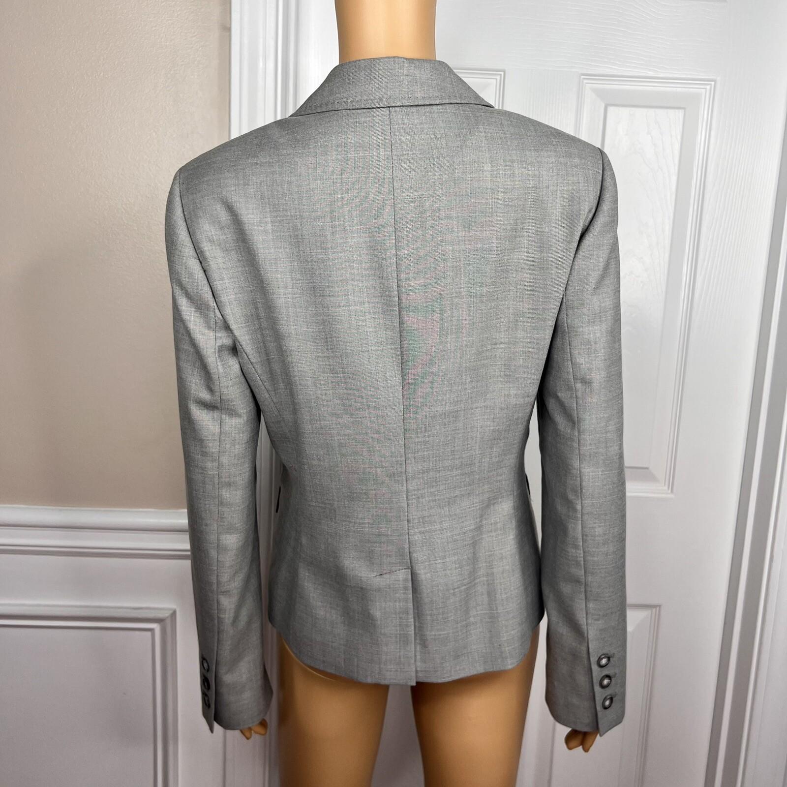 Nine West Polyester Rayon Stretch Pant Suit 10 Gray Notch Collar Business 2PC