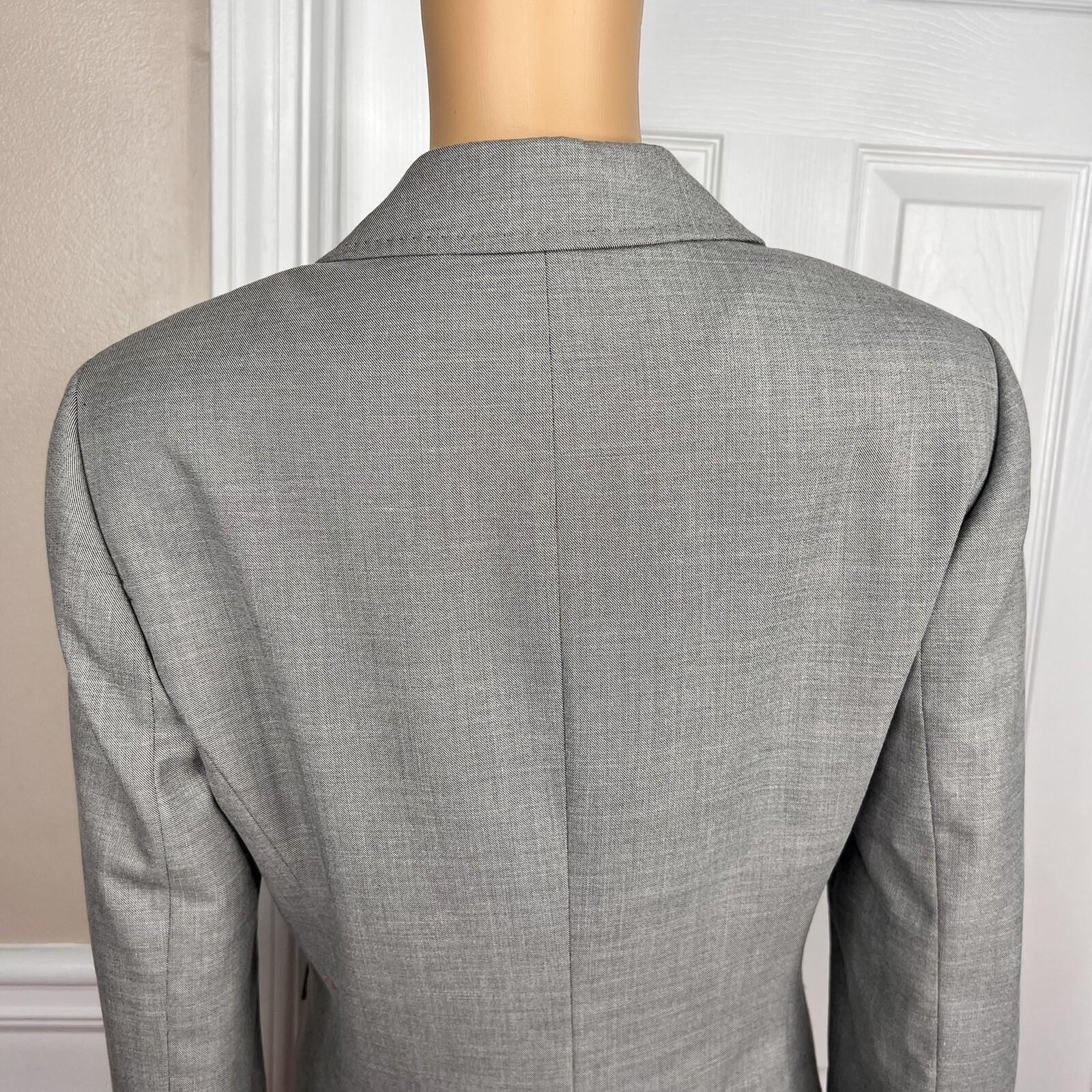 Nine West Polyester Rayon Stretch Pant Suit 10 Gray Notch Collar Business 2PC