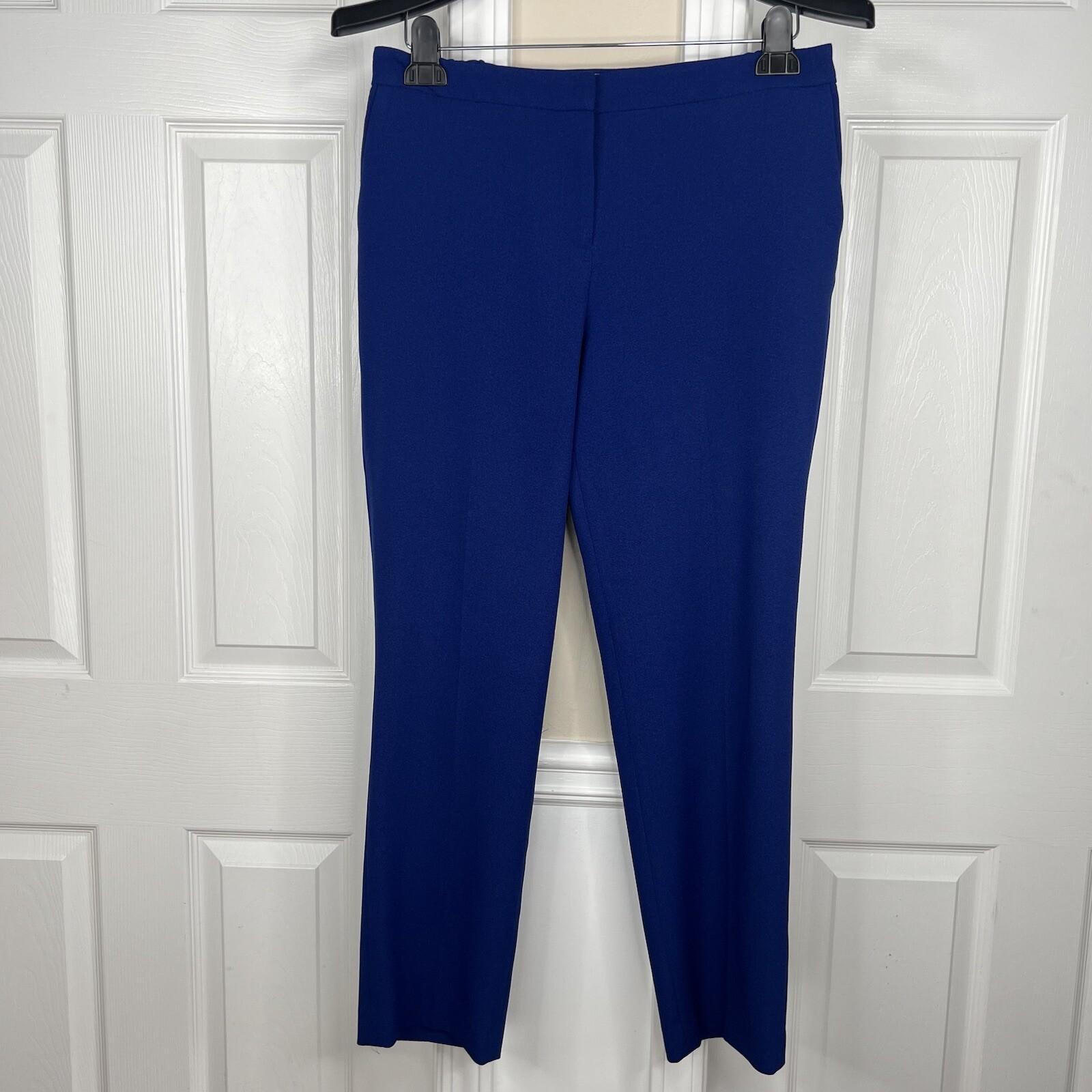 Kasper Polyester Stretch Pant 8  Suit 10 Blue Lined Slim Fit Notch Collar 2PC