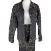 Fubu The Collection Cotton Stretch Denim Skirt Jacket Size 16 Gold Black 2 Piece