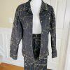 Fubu The Collection Cotton Stretch Denim Skirt Jacket Size 16 Gold Black 2 Piece