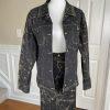 Fubu The Collection Cotton Stretch Denim Skirt Jacket Size 16 Gold Black 2 Piece