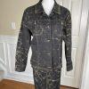 Fubu The Collection Cotton Stretch Denim Skirt Jacket Size 16 Gold Black 2 Piece