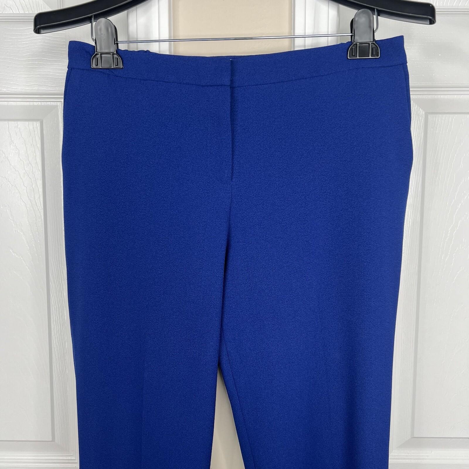 Kasper Polyester Stretch Pant 8  Suit 10 Blue Lined Slim Fit Notch Collar 2PC