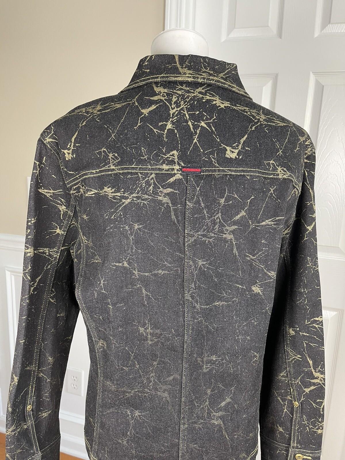 Fubu The Collection Cotton Stretch Denim Skirt Jacket Size 16 Gold Black 2 Piece