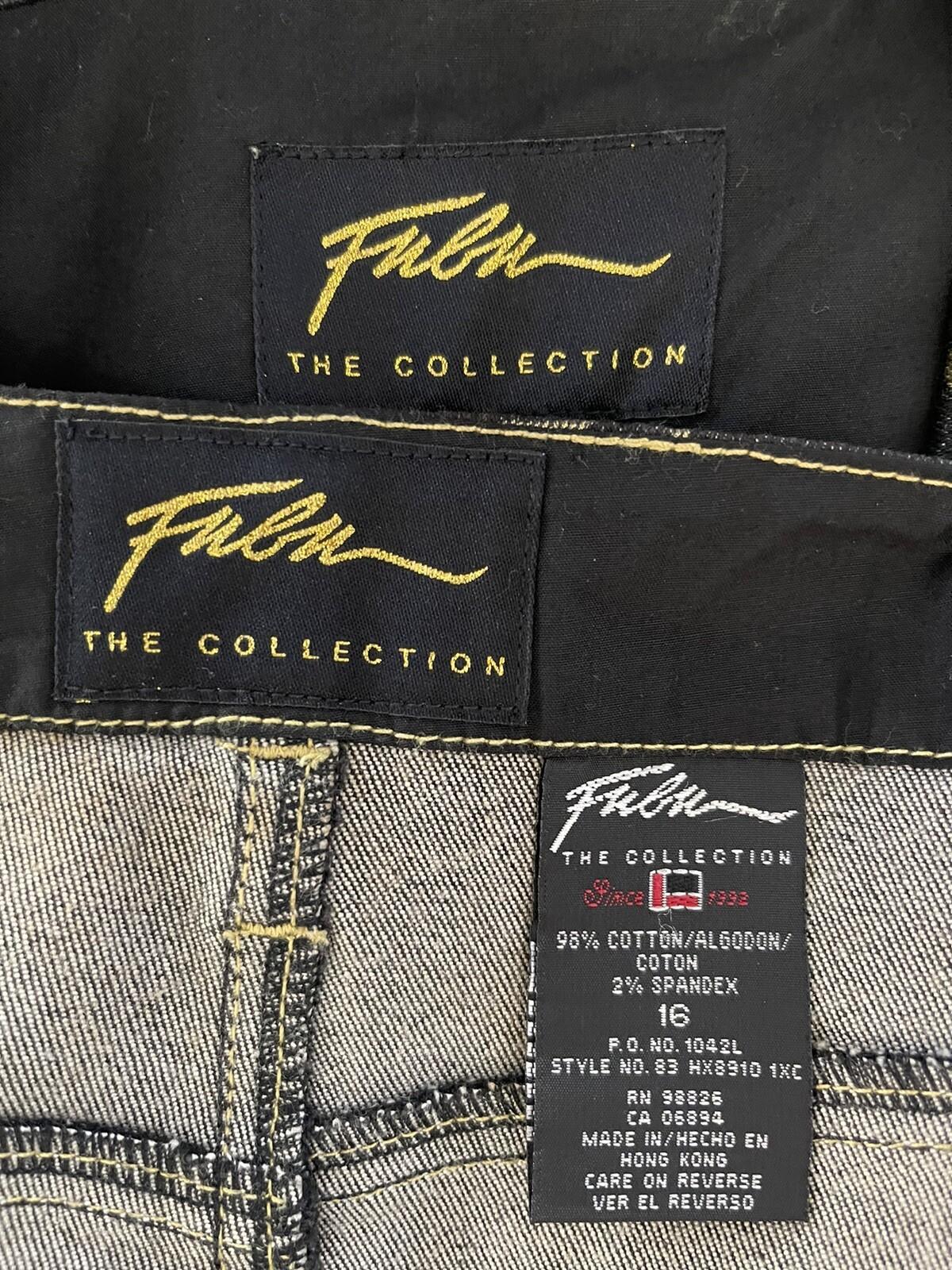 Fubu The Collection Cotton Stretch Denim Skirt Jacket Size 16 Gold Black 2 Piece