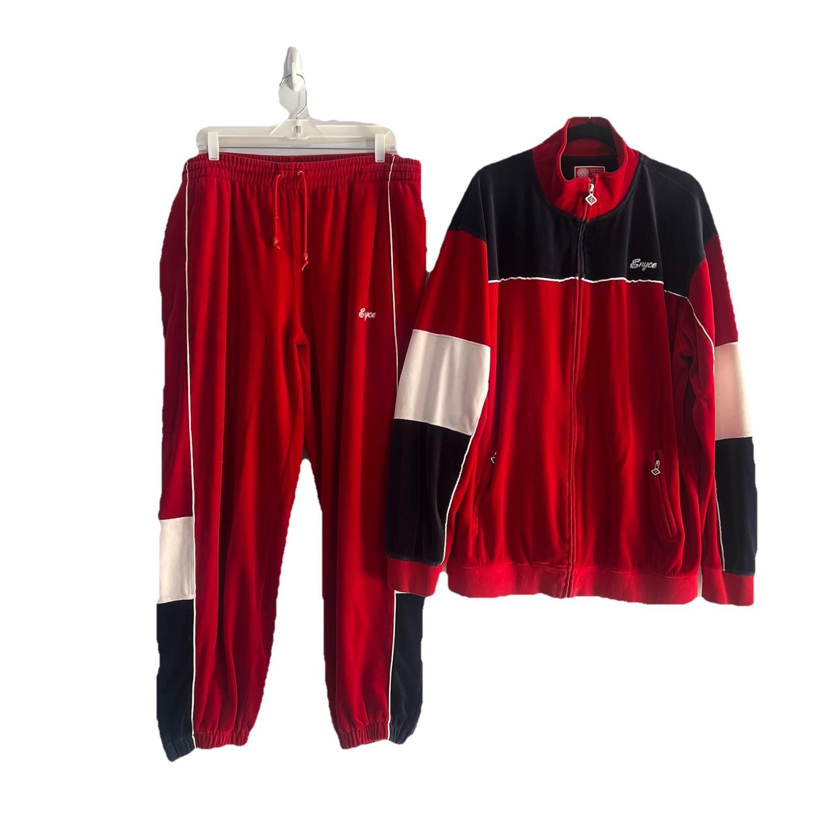 Enyce men Vtg Velour Track Pant Suit Set  XXL Full Zip Athleisure Y2K Blue Red
