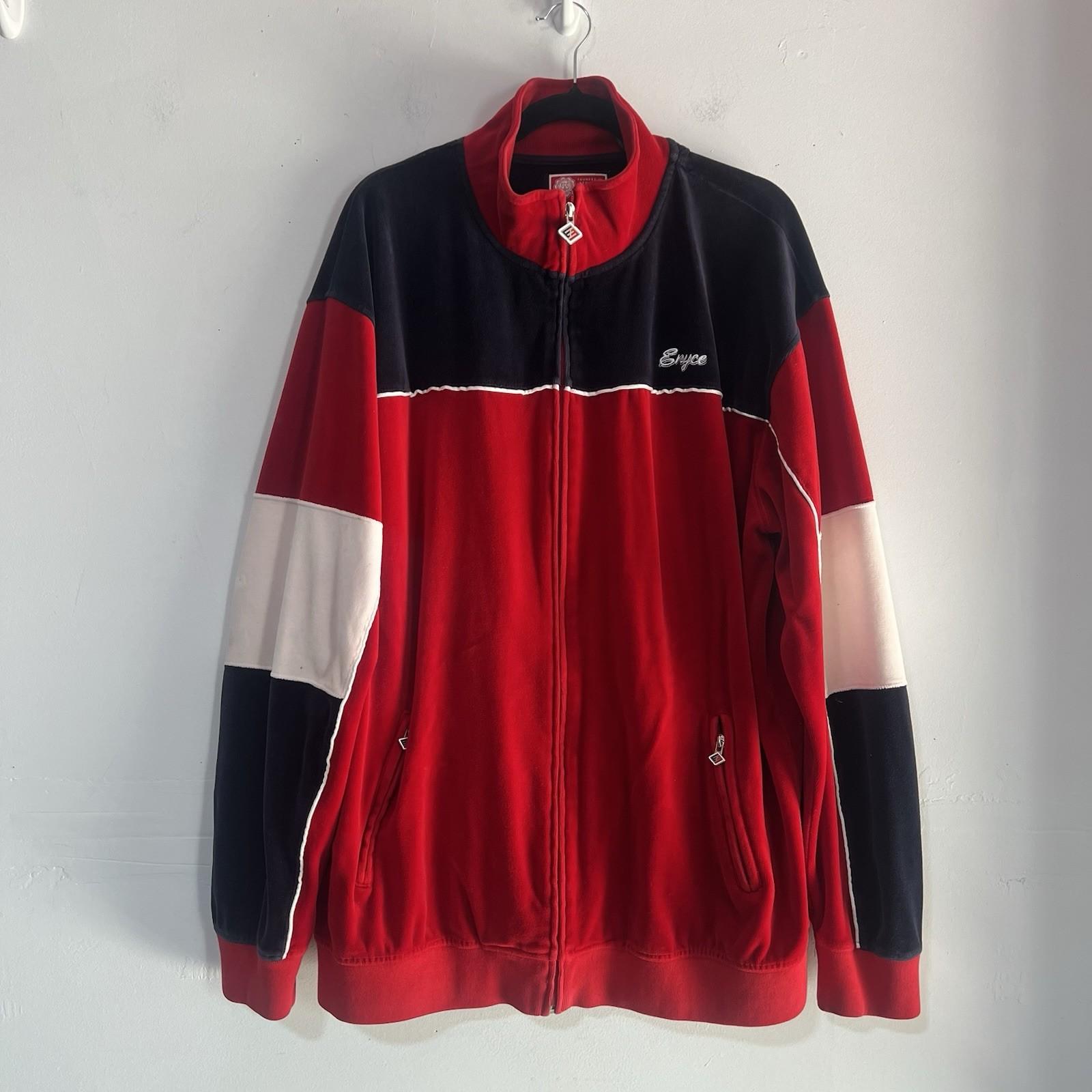 Enyce men Vtg Velour Track Pant Suit Set  XXL Full Zip Athleisure Y2K Blue Red