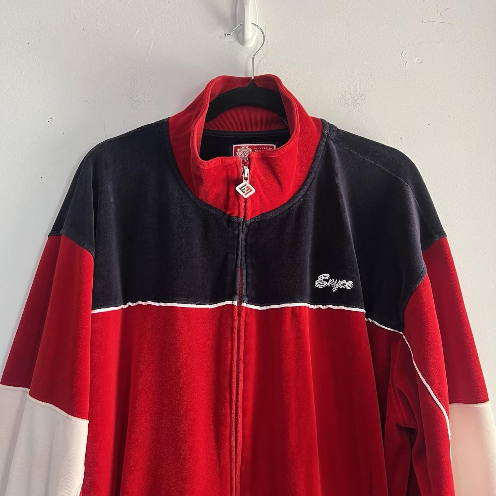 Enyce men Vtg Velour Track Pant Suit Set  XXL Full Zip Athleisure Y2K Blue Red