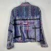 Vintage Sandy Starkman Artsy Jacket M Embroidered Crochet Patchwork Gray Pink
