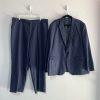 Beverly Hills Polo Club Men Blue Striped Suit 50R Pant 40R Flat Front 2 Button