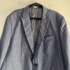 Beverly Hills Polo Club Men Blue Striped Suit 50R Pant 40R Flat Front 2 Button