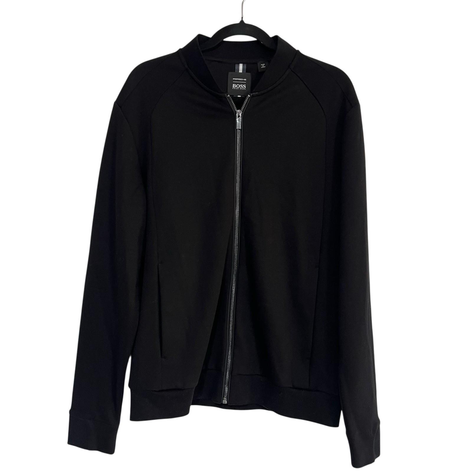 Hugo Boss Porsche Men Full Zip Sweater Jacket Size M Black Long Sleeve Cotton